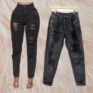 FASHION NOVA Black Distressed Jeans